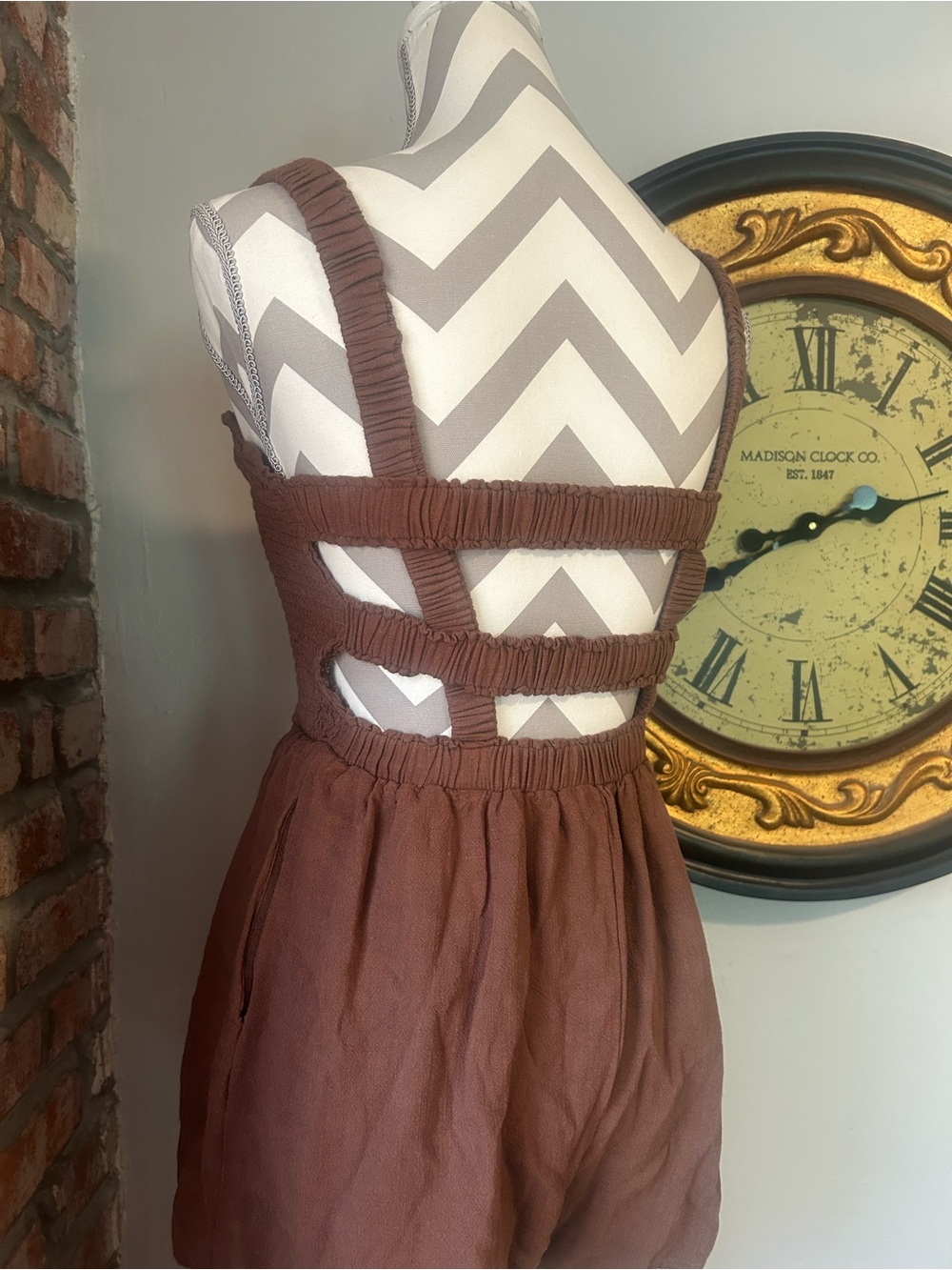 Altar’d State • Linen Ruffle Smock Romper - Picture 4 of 7